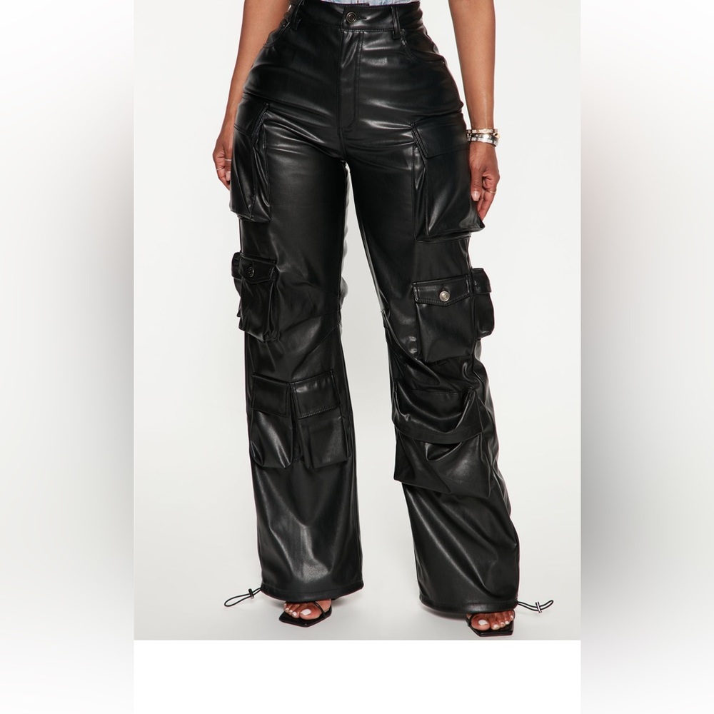 Leather cargo pants black size m